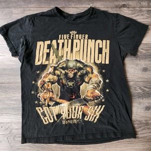 Five Finger Death Punch Shirt Adult Large Black Skull Vintage Style